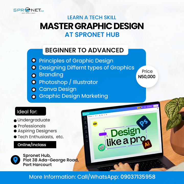 Learn Graphic Design at Spronet Hub – From Beginner to Pro!